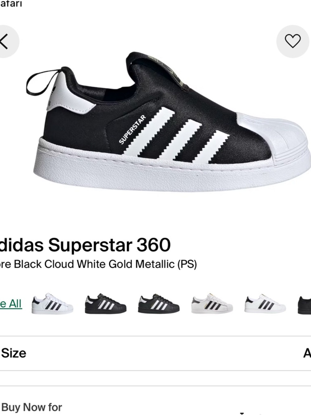 adidas Superstar 360 Black White Gold toddler